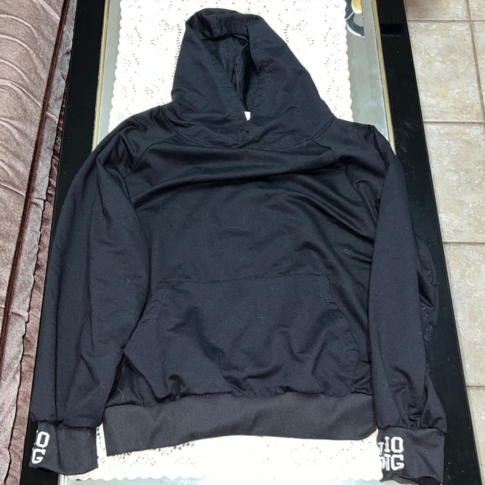 Black hooded sweatshirt